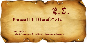 Manowill Dionízia névjegykártya